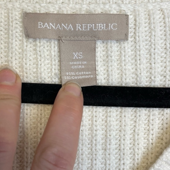 Banana Republic V-Neck Fluted Cotton Cashmere Sweater Sz XS - Picture 5 of 6